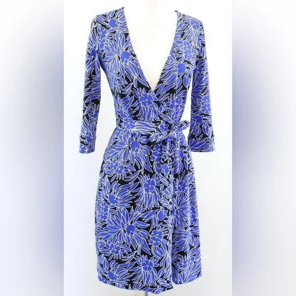 🛑 1 hour sale. Diane Von Furstenberg, Women's Blue Midi Dress Size 10 - Picture 4 of 11